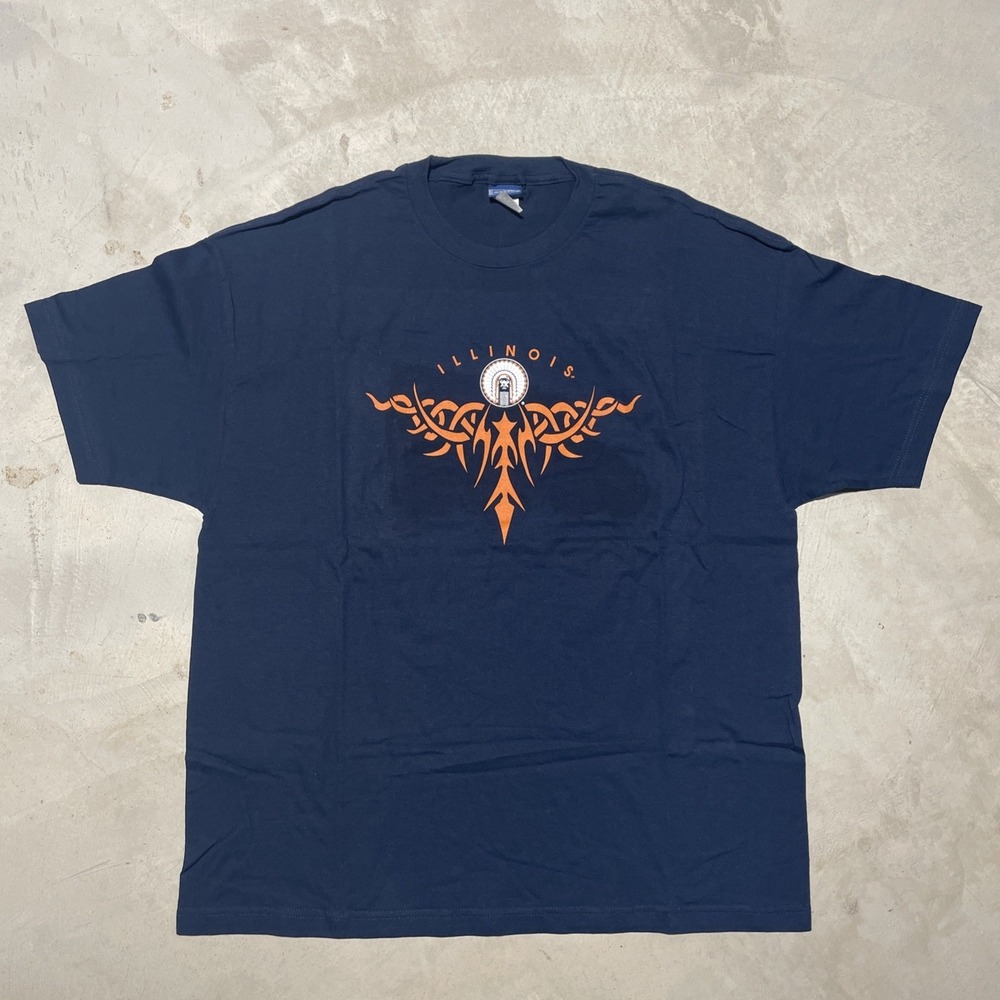 University of Illinois Original Mascot CHIEF Vintage Y2K Shirt Men's XL Tribal